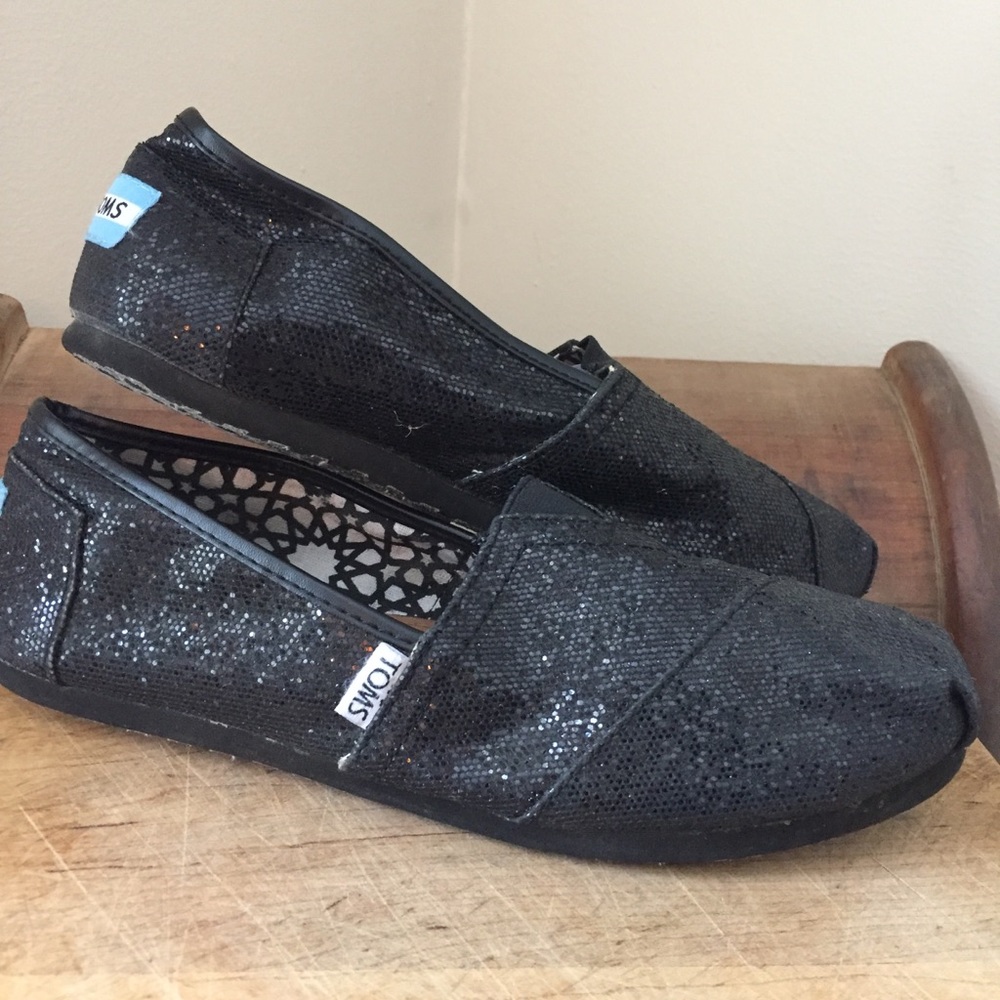Black Sparkle TOMS Size 8.5